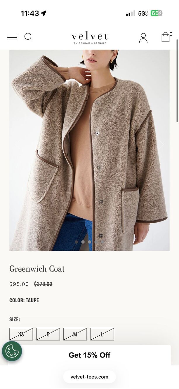 Velvet by Graham & Spencer $378 Greenwich Faux Sherpa Long Coat Taupe Size S NWT - Picture 15 of 16